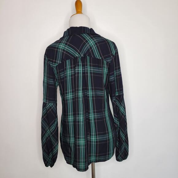 CAbi Big Sur Plaid Button Front Shirt Green Casual Viscose Fall Women Small - Picture 4 of 13